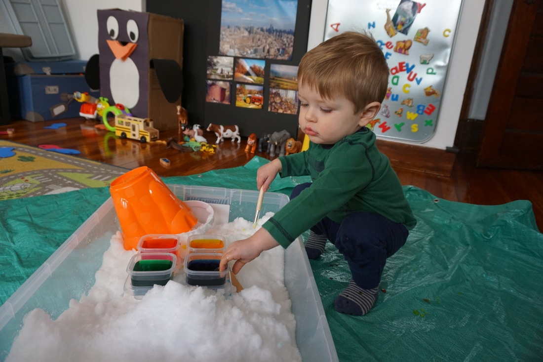 Developmental Activities for 1 Year Olds Snow Painting